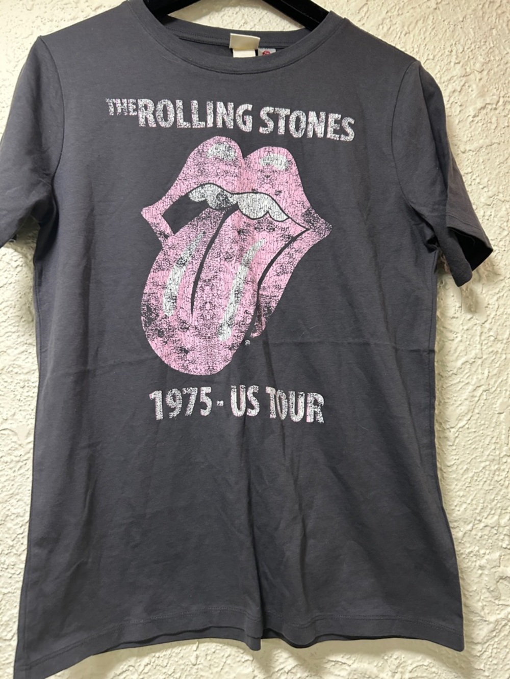 H&M Women’s Grey & Pink Rolling Stones Short Sleeve T-Shirt BRAND NEW with TAG